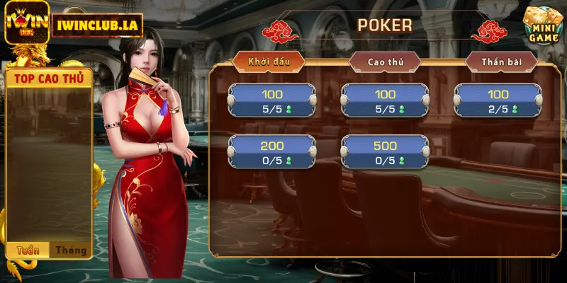 Luật chơi chung của game bài Poker IWIN CLUB 6 POKER IWIN CLUB